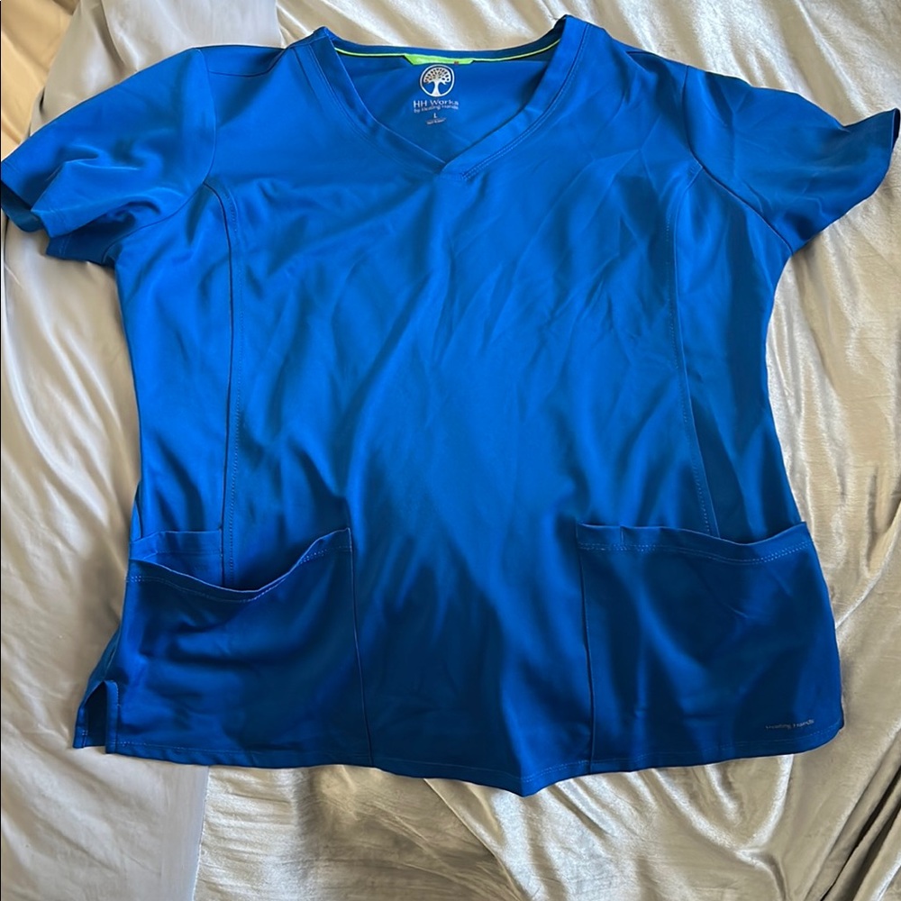 Healing Hands Blue Boxy Short Sleeve Scrub Top